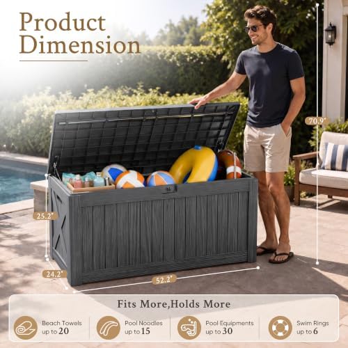 Devoko 120 Gallon Deck Box Resin Outdoor Storage Box Waterproof