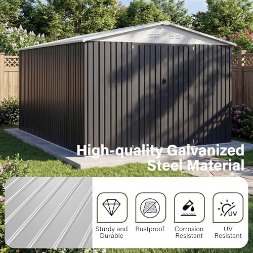 Polar Aurora 10x16 Outdoor Storage Metal Shed with Updated Frame Structure