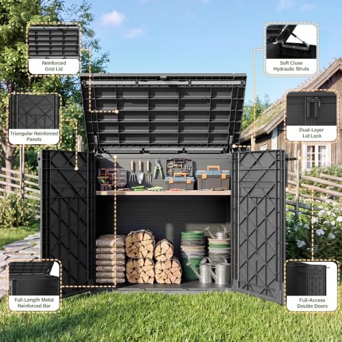 Bifanuo 51 Cu Ft Resin Outdoor Storage Shed, Horizontal Storage Cabinet