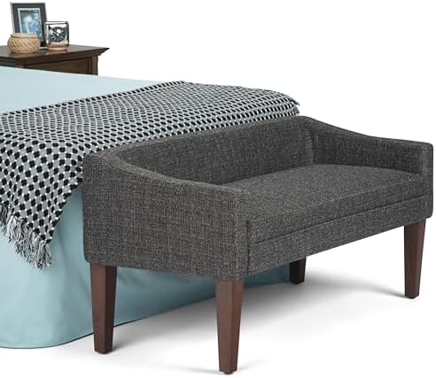 SIMPLIHOME Parris 50" Wide Solid Wood Legs Storage Bench in Ebony