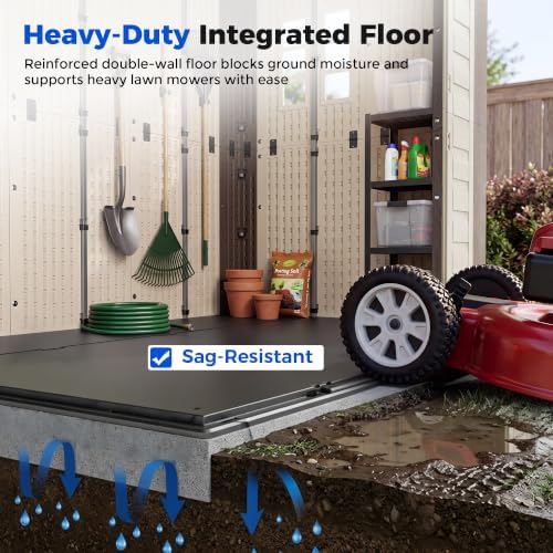 HOMSHADE 8x12 FT Resin Outdoor Storage Shed with Floor, Plastic Garden Shed