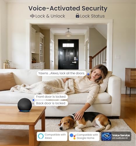 Veise VE012W WiFi Fingerprint Smart Lock for Front Door, Satin Nickel