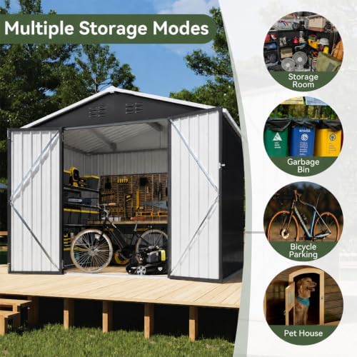 Aoxun 8x6 FT Shed Outdoor Storage Shed with Floor Black