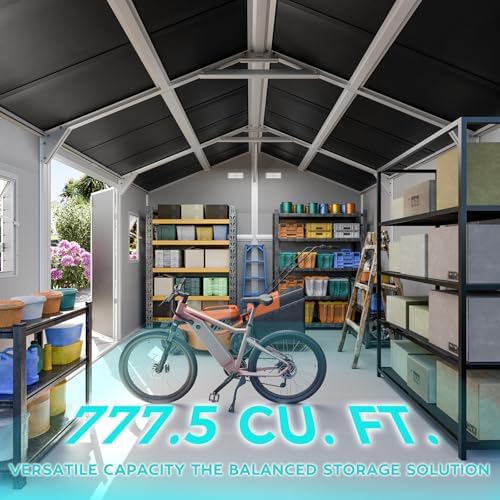 WACASA 10x12 FT Large Resin Plastic Outdoor Storage Shed with Floor