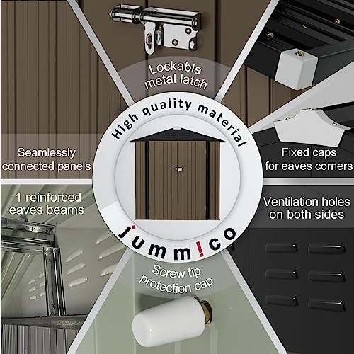 JUMMICO Metal Outdoor Storage Shed, 6 x 4 FT, Brown