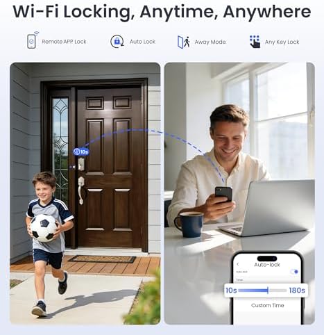Veise VE027 WiFi Smart Lock Fingerprint Keyless Entry Deadbolt Satin Nickel