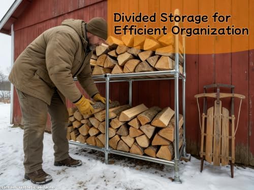 4ft Heavy Duty Firewood Rack Outdoor with Cover,2-Tier,6 Aluminum Base Feet