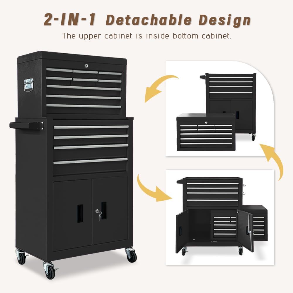 13-drawer double doors handle rolling tool chest, 2 on a desk or shelf