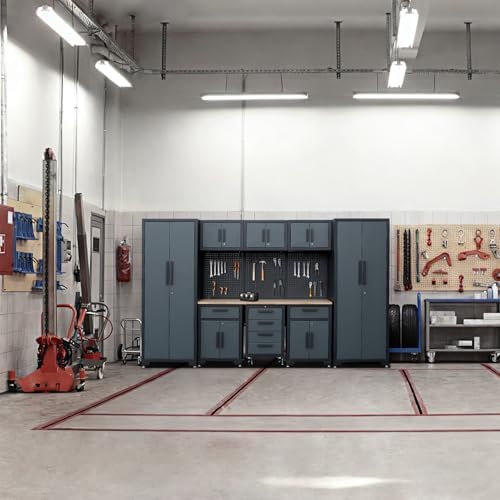 9PCS Garage Storage Cabinet System,Grey Handlle