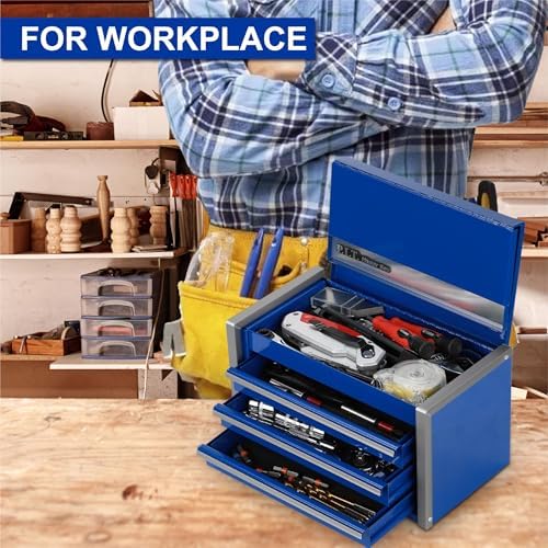 P.I.T. Mini Tool Box,3 Drawers Small Metal Toolbox for Tools Storage,Blue