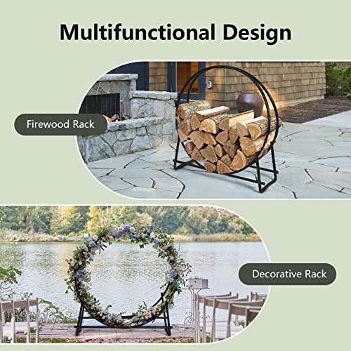 Goplus® 40-Inch Tubular Steel Log Hoop Firewood Storage Rack Holder Round Display