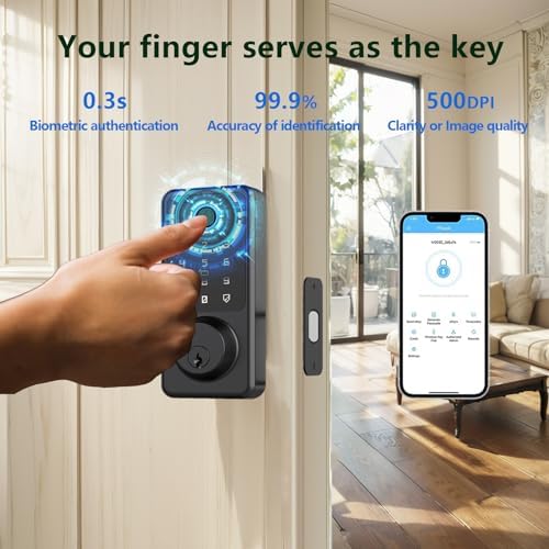 Smart Door Lock, Fingerprint Door Lock with Touchscreen Keypad