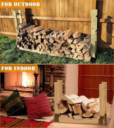 Outdoor Firewood Brackets Fire Wood Rack for 2x4 lumber, Brown