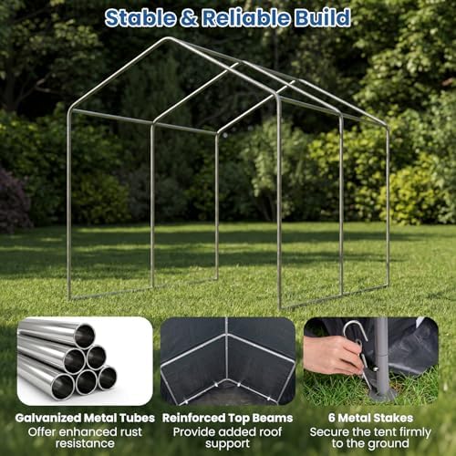 Goplus 7.2 x 5.2 FT Portable Storage Shed, Outdoor Carport Garage Tent