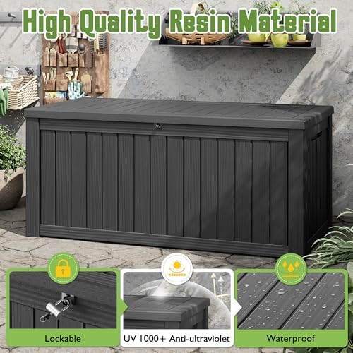 Outdoor Storage Waterproof Deck Box for Patio (150 Gallon, Black)
