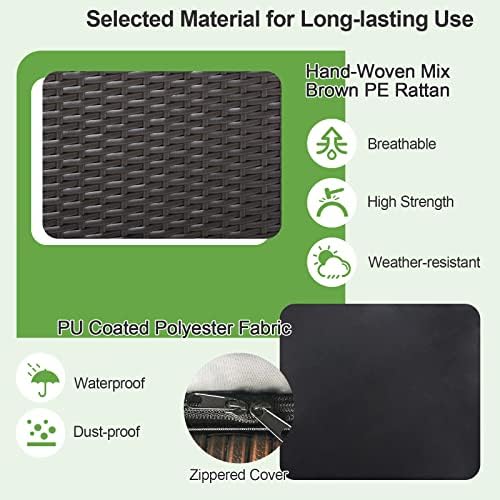 HAPPYGRILL Outdoor Storage Deck Box, 72 Gallon Square Wicker Patio Rattan Storage Container with Zippered Liner & Safe Pneumatic Rod, Outdoor Wicker Deck Box for Garden Tools Cushions