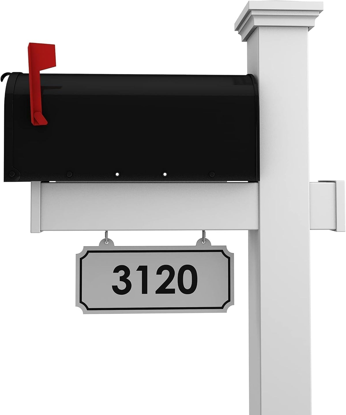 4Ever Products White Vinyl Mailbox Post System with Black Steel Mailbox