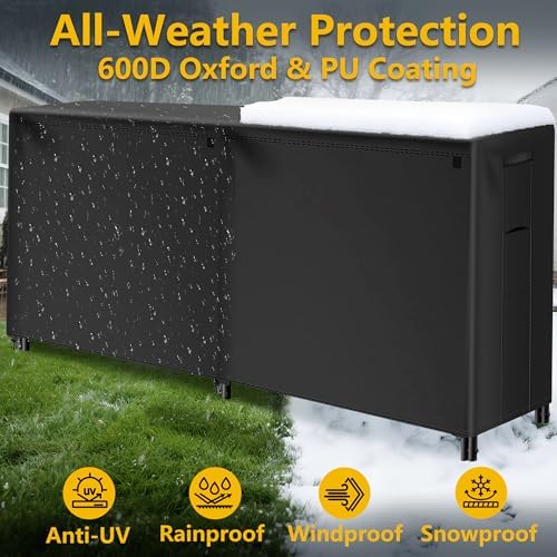 Amagabeli 8ft Firewood Log Rack with Cover Outdoor Heavy Duty Firewood Rack With Weather Resistant 600D Oxford Fabric Cover Indoor Outdoor Wood Racks for Fire Wood Holder
