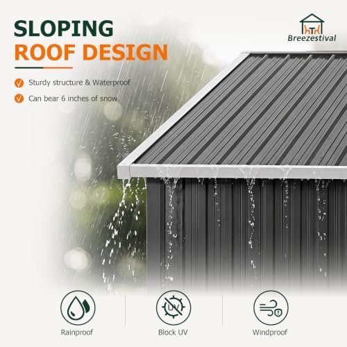 10x8FT Outdoor Storage Shed with Floor Black