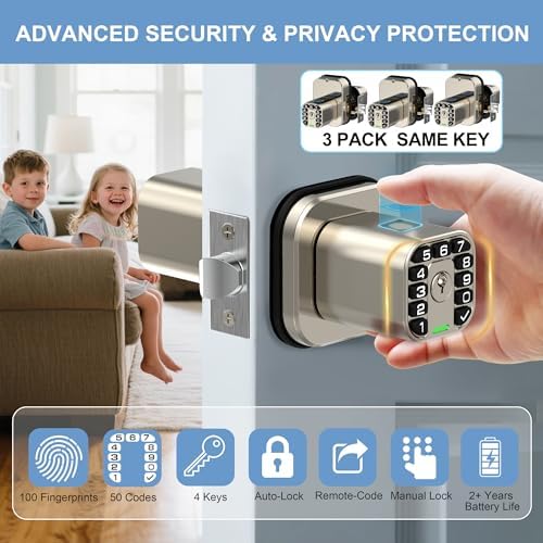 Richelock IU53 Double-Sided Fingerprint & Keypad Door Lock, All-Weather, Fully Waterproof Biometric Entry with Dual-Sided Codes, Same Key Both Sides for for Outdoor, Indoor, Gate, Fence
