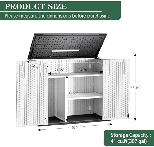 Outdoor Storage Shed Resin Waterproof Storage Cabinet for Patio Garden