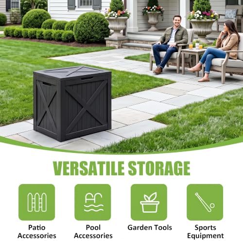 ROJIK 56 Gal Waterproof Deck Box, Compact Outdoor Storage Box, Black