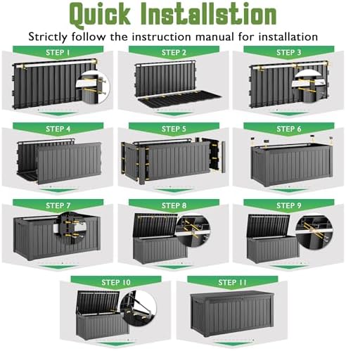 Outdoor Storage Waterproof Deck Box for Patio (150 Gallon, Black)