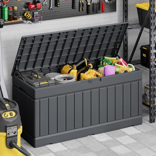Devoko 78 Gallon Deck Box, Waterproof Resin Outdoor Storage Box