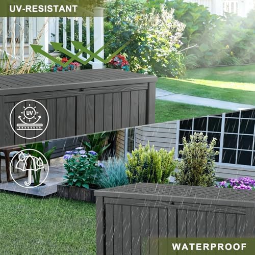 Outdoor Storage Box 150 Gal Waterproof Deck Box Lockable Black