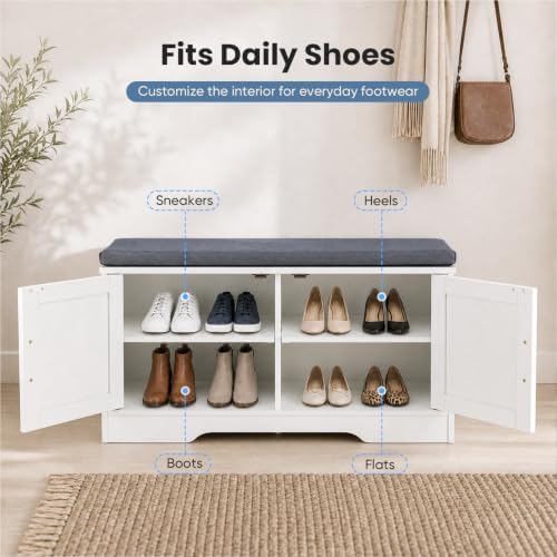 NEWBULIG Shoe Bench with Storage for Entryway, 27.6" Shoe Storage Bench