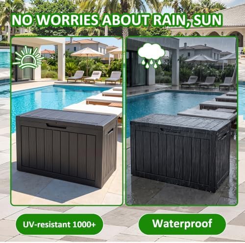 EasyUp 50 Gallon Outdoor Storage Box Waterproof Lockable Deck Boxes