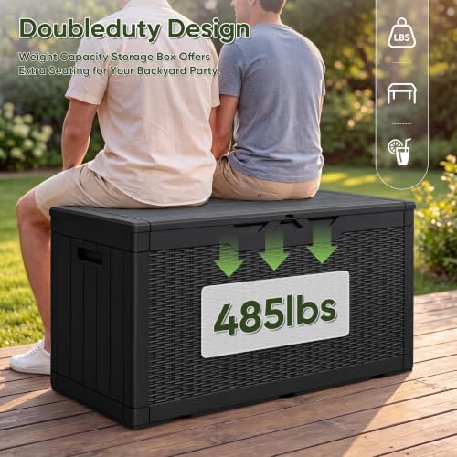 Flamaker Outdoor Storage Box 100 Gallon Waterproof Resin Deck Box