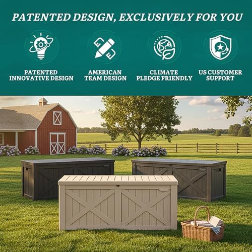 YITAHOME 150 Gallon Large Deck Box with X-Shaped Front