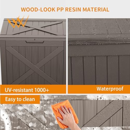32 Gal Lockable Outdoor Storage Box Waterproof UV-Resistant Grey