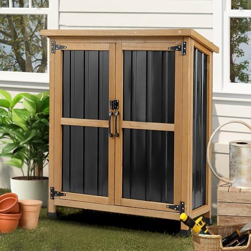 PetsCosset Small Outdoor Storage Cabinet Weatherproof with Lockable Doors