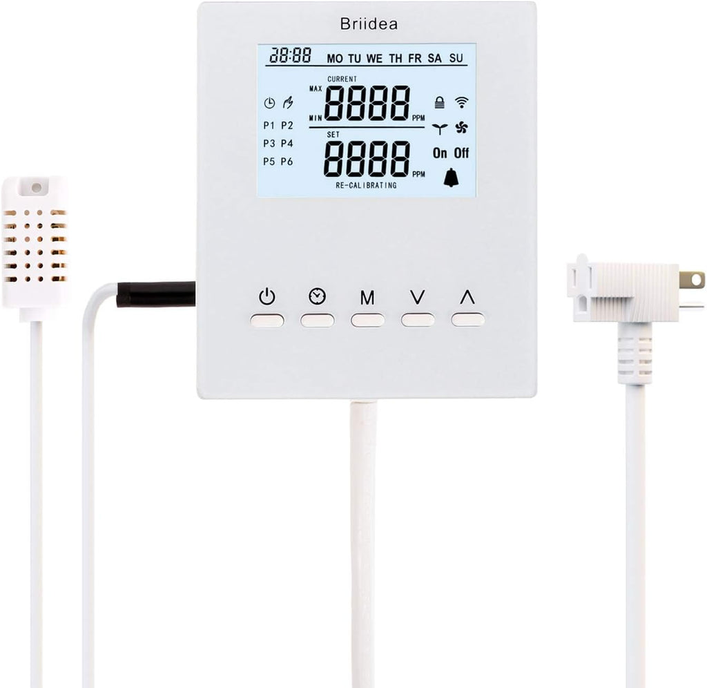 Briidea CO2 Controller and Monitor, Day and Night Programmable CO2 Controller