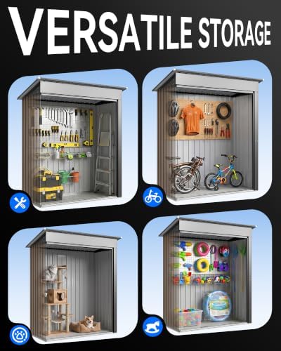 5x3 FT Metal Outdoor Storage Shed with Sliding Doors & Lock