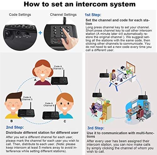 Wuloo Intercoms Wireless for Home 5280 Feet Range 10 Channel 3 Code, Wireless (3 Packs)
