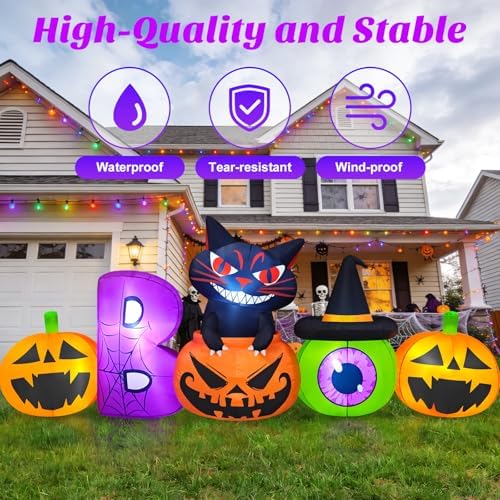 Danxilu 8FT Halloween Inflatable Pumpkin with Black Cat Outdoor Decorations