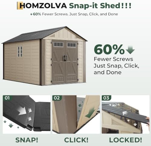 Resin Shed 8x12 FT Outdoor Storage Shed with Floor Included