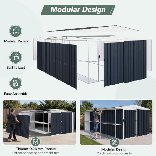 AMERLIFE 8x10x6 FT Outdoor Shed with Storage Shelf for Backyard