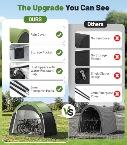 Housolution Anti-Theft Bike Storage Tent with Rain Cover for 2-3 Bikes
