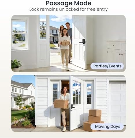 Veise VE019 Smart Lever Lock, Keypad Door Knob with Handle, Matte Black
