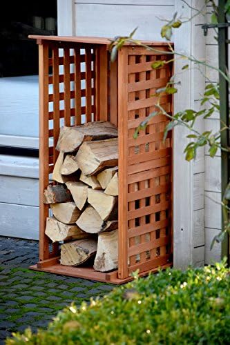 Dobar® Green Label 29097 FSC Firewood Rack - Compact Solid Wood Firewood Shelter, 0.08 m³, 39 x 39 x 85 cm, Brown