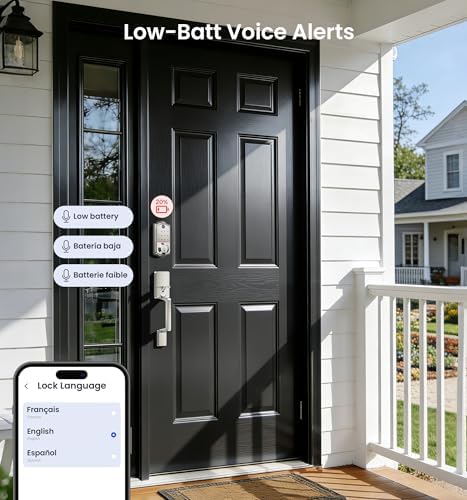 Veise VE017 Fingerprint Smart Door Lock with App Control, Satin Nickel