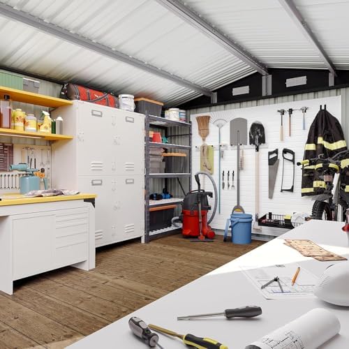 Aoxun 10 x 12FT Outdoor Storage Shed with Double Hinged Large Door, Black