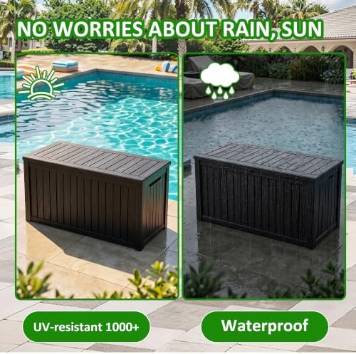 EasyUp 250Gal Large Outdoor Storage Box Waterproof Lockable Deck Boxes