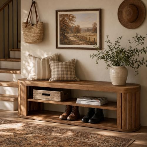 Tribesigns 47.2" 3-Tier Entryway Bench with Shoe Storage