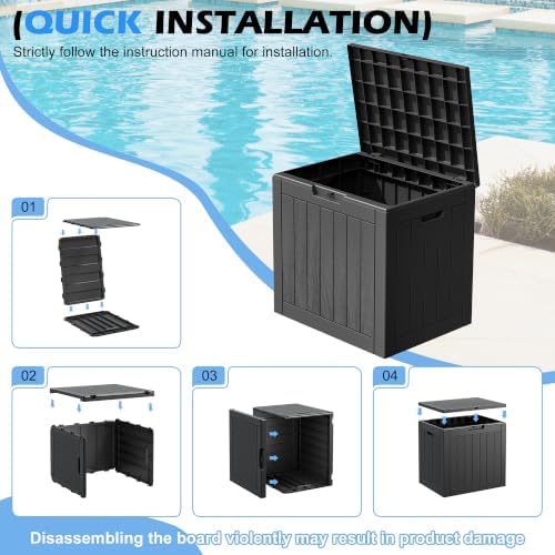 Outdoor Storage Box Waterproof, 32 Gallon Deck Box for Patio Storage