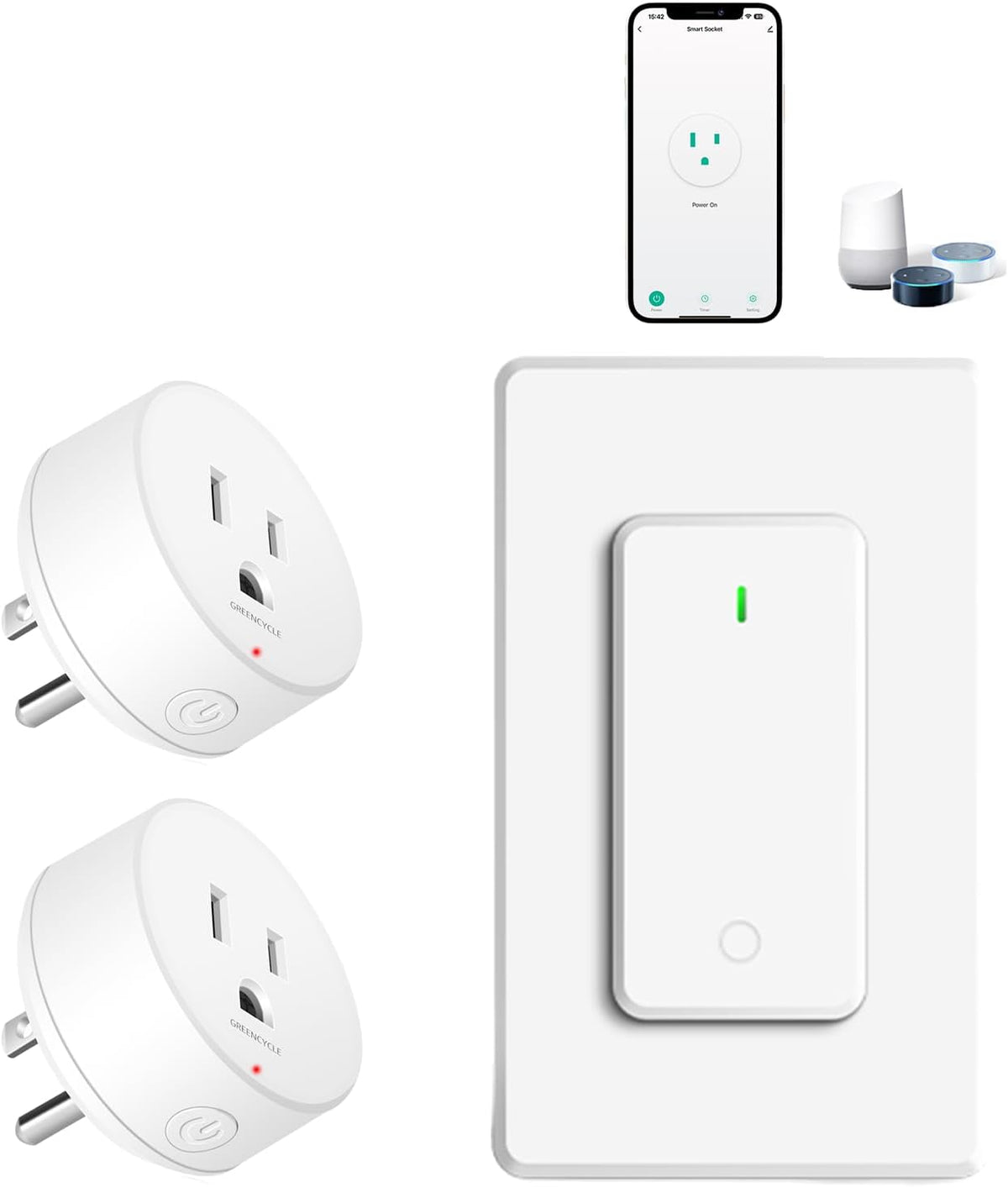 WiFi Smart Outlet Plug with Remote, Compatible with Alexa and Google Home via